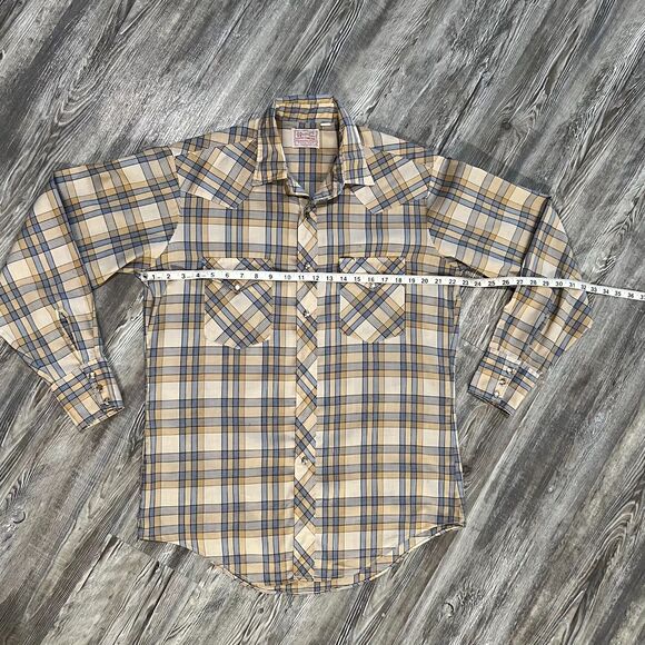 Vintage H Bar C Mens Ranchwear Pearl Snap Western Long Tail Shirt USA Large - Picture 5 of 7